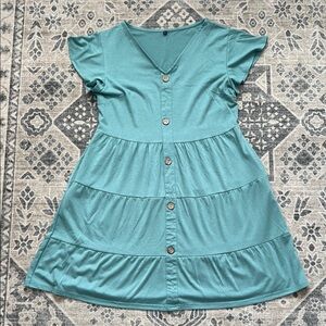 Teal Button-Front Dress